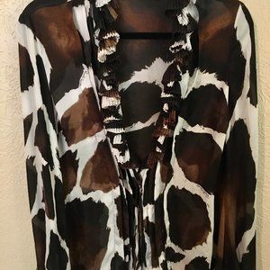 Roberto Cavalli Animal Print Sheer Top
